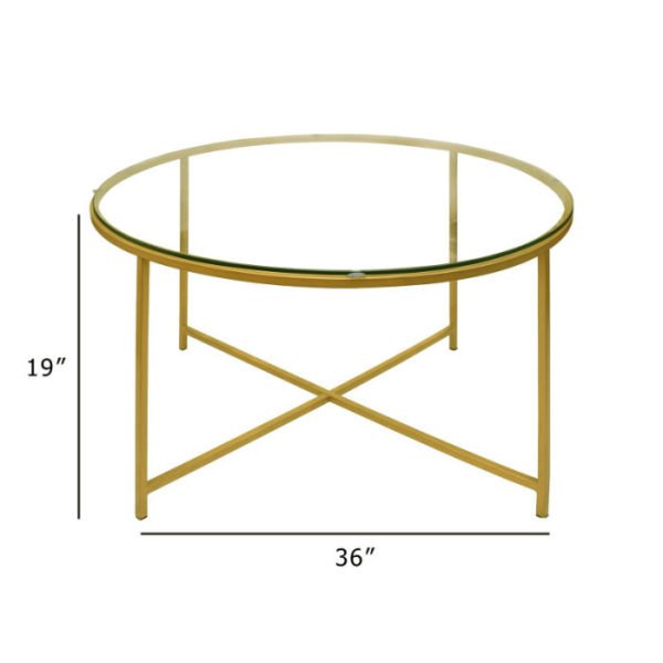 Bàn cà phê kim loại tròn mặt kính HCT-1806A - Hình ảnh 4